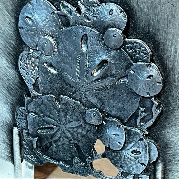 Metzke Pewter Nautical Sand Dollar Beach Design Bookends Maker Mark Vintage 1980 - Picture 6 of 16